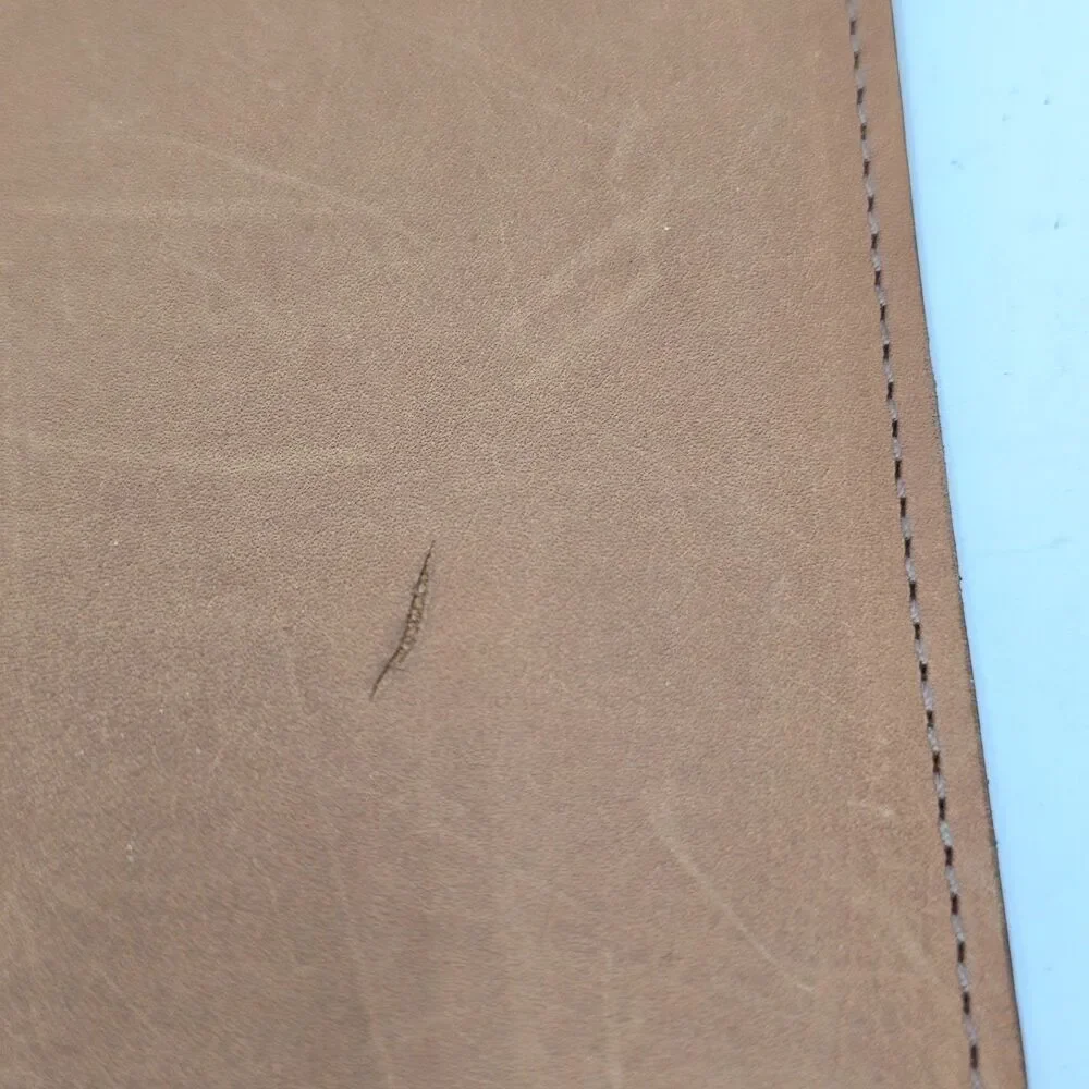 VTG Tan Genuine Leather Tall Bifold Wallet 10 Card Organizer Made In USA
